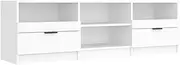 vidaXL TV Cabinet Indoor Living Room TV Stand Side HiFi Cabinet Entertainment Centre Sideboard Storage Home Organiser White Engineered Wood