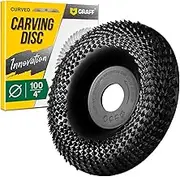 Graff Wood Carving Disc 4 Inch for Angle Grinder - Curved Shaping and Grinding Wheel for Wood, Drywall, Chipboard, Plastic - Woodworking Angle Grinder Attachment with 7/8" - 5/8" Arbor