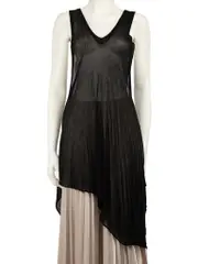Y's Red Label Black Sleeveless Sheer Top