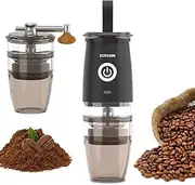 Portable Burr Coffee Grinder, Electric/Manual 2-in-1 Cafe Bean Grind Mill, USB Rechargable Mini Electric Coffee Grinder with 5 Grind Settings (Elegant Black)