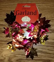 Thanksgiving Fall Autumn Shiny Metallic 12' Leaf Garland Seasonal Decor. NEW!