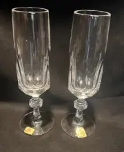 2) VTG Bar Ware Alexandra Cut Champagne Flute Glasses Bleikristall West Germany