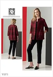 [VOGUE PATTERNS] V1571E50 Casual Misses' Loose Dress, 14-16-18-20-22", Orange