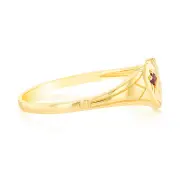 Natural Ruby Heart Signet Ring in 9ct Yellow Gold, Q