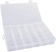 36 Grids Clear Plastic Jewellery Box Organiser Storage Container with Removable Dividers