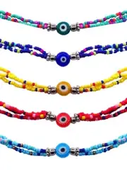 Evil Eye Beaded Multi Strand Anklet Women's Handmade Nazar Art Spiritual Jewelry