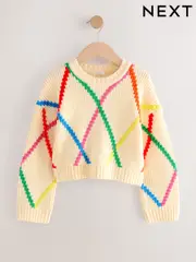 Ecru Rainbow Argyle Pattern Jumper (3-16yrs) (AV5945) | $46 - $57