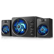 2.1 Computer Bluetooth Speaker Wooden Bass Tf Card U Disk Led Light Wired Player