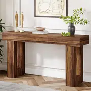 Tribesigns 63-Inch Long Console Table Farmhouse Wooden Sofa Table Rustic Brown