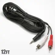 12FT 3.5mm 1/8" Aux Stereo Male to Dual RCA Male Y Splitter Audio Cable Cord MP3
