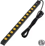 CRST Power Strip Wide Spaced 12Outlet Power Strip Surge Protector 15Ft Cord