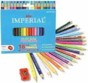 Imperial Wood Free Colored Pencils Mini with Sharpener Nature Friendly 18Ct