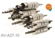 10-Pack 3.5mm 1/8" TRS Stereo Male to RCA Male Metal Adapter, AV-A27-10