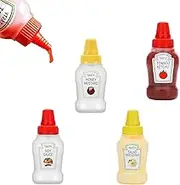 Mini Condiment Squeeze Bottles, 4 PCS Plastic Portable Seasoning Dispenser for Lunch Box, Reusable Mini Sauce Bottle, Portable Ketchup Squeeze Bottles