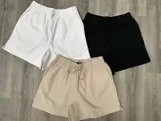 New Ladies SABA Draw String Elastic Waist Shorts, Linen & Cotton Blend #187227