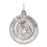 Sterling Silver Antiqued Polished/Matte Holy Communion Pendant
