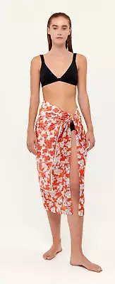 SABA Mirano Silk Cotton Print Sarong Tangerine 132 x 132cm RRp $150