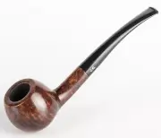 Briar Tobacco Smoking Pipe Bent, Hand Carved, Metal Cooling Filter, Brown