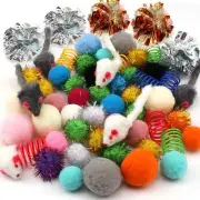60 Packs Cat Toys Balls Set Spiral Springs Assorted, Kitten Ball Toys A