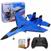 RC Plane Toy Remote Control Airplane Easy Fly Jet Night Lights RTF SU35 Model 2CH 2.4GHz USB Charging Blue Beginner Kids Outdoor Adventure