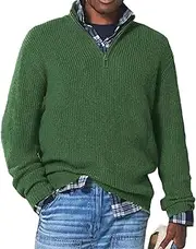 [motyeak] 2024 New Men's Cashmere Business Casual Zipper Sweater,Quarter Zip Mens Sweater (Green,4XL)