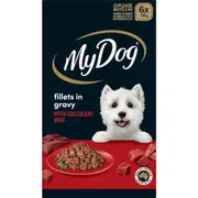 My Dog Fillets In Gravy With Succulent Beef Wet Dog Food 100g x 6 pack