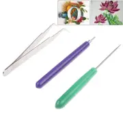 3Pcs paper DIY set quilling paper tools tweezer needle pins slotted pen tool_ CR