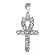 4mm Mini CZ Ankh Cross Pendant Stainless Steel