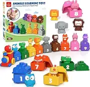 Toddler Toys 1 2 3 Year Old, Farm Animals Montessori Train Set Toys for 1-3 Year Olds Girls Boys, Sorting Counting Matching Educational Learning Toys Gifts for Toddler