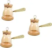 BESTOYARD 3pcs Vintage Style Coffee Pot Manual Maker's Glass Coffee Teapot Long Handle Easy Pour for Kitchen or Office