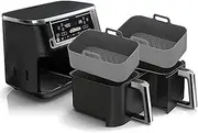 Silicone Air Fryer Liner, Reusable, Silicone Liner for Ninja Dual Air Fryer, 2Pcs for Dual Air Fryer, Oven Accessories, Air Fryer Accessories, Baking Mat, 2Pcs Rectangular Liner (Grey)