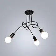 Industrial Vintage Ceiling Light Fixture, Retro Pendant Lighting with 3 E27 Sockets, Iron Bend Tube Design for Living Room, Dining Room, Bar, Café, Restaurant - Black Finish
