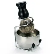 3 in 1 Badger Beard Hair Removal Brush With Stand Holder Bowl Set Shaving Kit