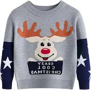 [Generic] Toddler Hoodies Toddler Boys Girls Christmas Cartoon Star Snowfakle Deer Prints Sweater Long Sleeve Warm Knitted Pullover Knitwear Xmas Outwear Wool Sweater Boys