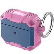 For AirPods 3rd Gen Case, Rugged Shockproof Protective Cover, Hook, Navy Blue & Pink