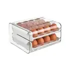 Egg Storage Box Double-Layer Drawer Type 32 Grid Egg Holder for Fridge (White)