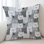Cute and Sweet Grey Cats Cushion Cover