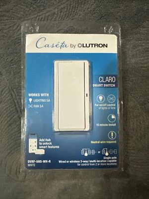 10 Lutron Claro Smart Switch on/off of lights or fans ( DVRF-5NS-WH-R )- White