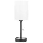 Desk Lamp Bedroom Table Light with AC Outlet with USB C and A Ports Metal Base #