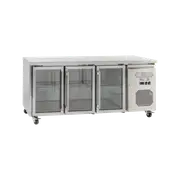 Exquisite Three Glass Doors Underbench Storage Refrigerators Slimline 386 Litre
