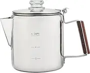Coffee Pot Stainless Steel, Americano Steaming, Indoor and Outdoor Coffee Makers, Insulated Cafetieres, Vintage Percolator, Camping Kettle Companion Pot, Sizes: 6 Cups, 17x12.3x15.8cm