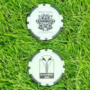 New Poker Chip Ball Marker White & Black Whistling Straits Blackwolf Run