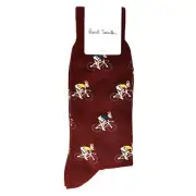 PAUL SMITH Mens Bicycle Rabbit Socks Red O/S (MSRP $30)
