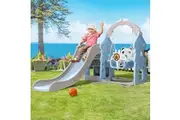 Keezi Kids Slide Swing Set Basketball Hoop Rings Outdoor Playground 170cm Blue