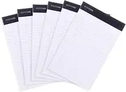 Mintra Office Legal Pads - ((Basic White 6pk, 5in x 8in, Narrow Ruled)) - 50 Sheets per Notepad, Micro Perforated Writing Pad, Notebook Paper for School, College, Office, Business