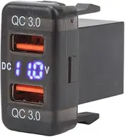 Dual USB Port Socket Car Power Adapter Overheat Proof LED Indicator QC3.0 Fast Charge DC 12V-24V for Hilux (1.57x0.87 Inch)