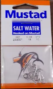Mustad Fishing Hooks 1 Pack Of 10 Saltwater Hooks Size #18 Tinned