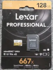 Lexar Professional 667X 128GB MicroSDXC UHS-I/U3 Card (LSDMI128BNA667A)