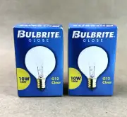 2 Pack 10W G12 Globe Clear Bulb E12 C7 Base 130V Replacement Candelabra