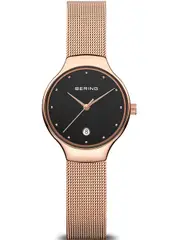Bering 13326-362 Black Dial Rose Gold Stainless Steel Womens Watch